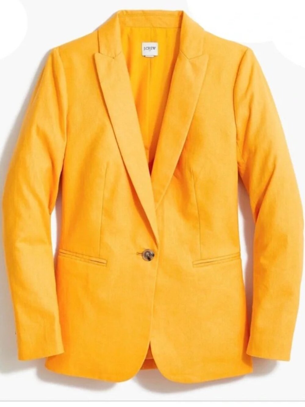 J. Crew Womens Yellow/Canary Linen Blend Holland Jacket One Button Size 4